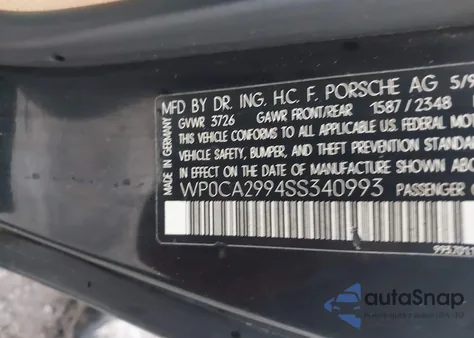 1995 Porsche 911 Carrera 2/Carrera 4 z USA, uszkodzony, nr VIN WP0CA2994SS340993